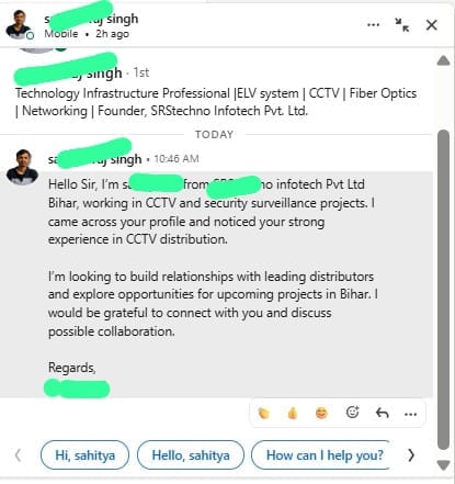 partnership — real LinkedIn message received by a client